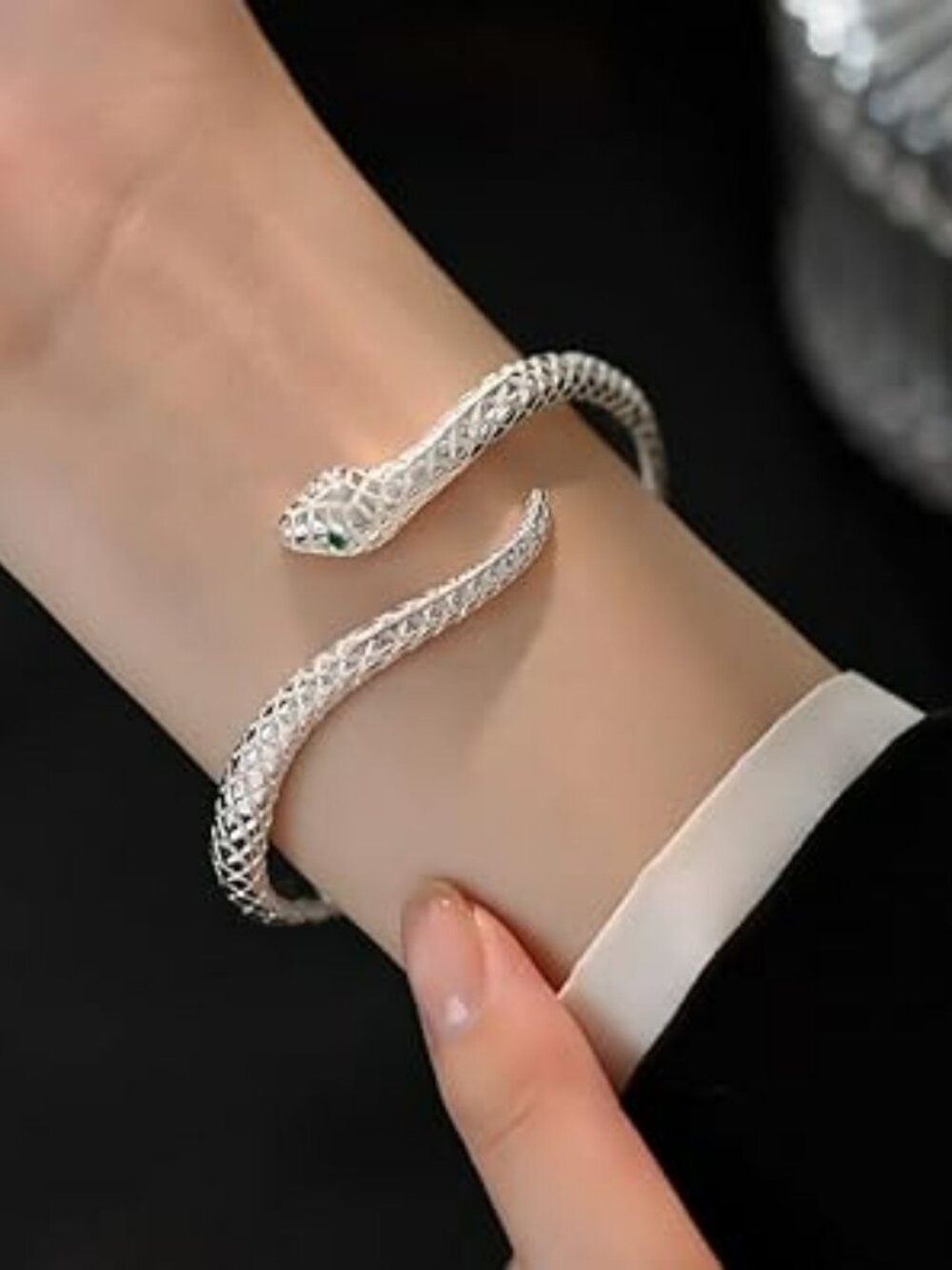 Silver Snake Open Cuff Bangle‎ Bracelet for Women Adjustable Really nice !!